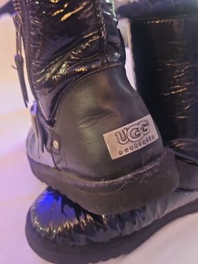 UGG Vintage Black Shiny Quilted Puffer Boots